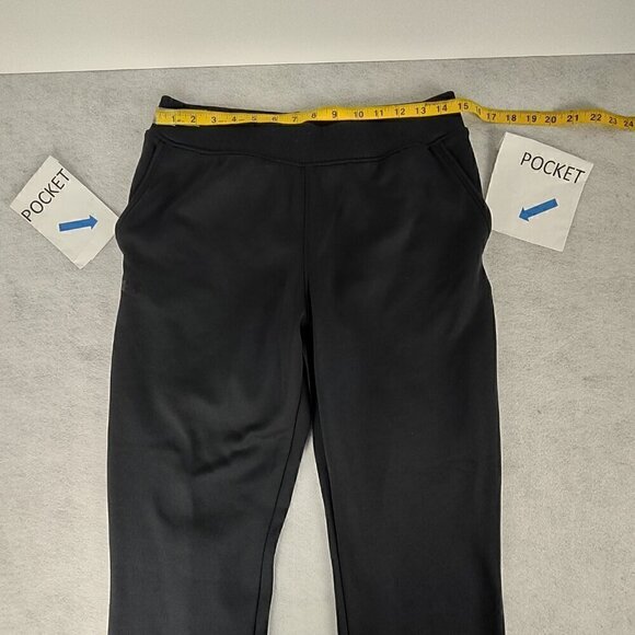 Under Armour Women's Elastic Waistband 2 Pocket Black Soft Fleece Pants Size M - Picture 5 of 10